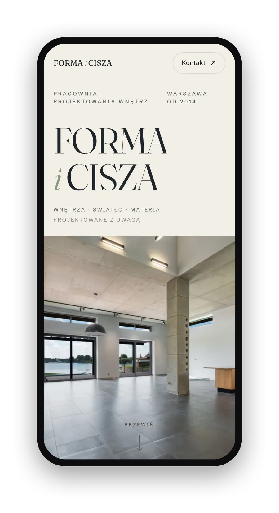 Forma i Cisza, widok mobilny