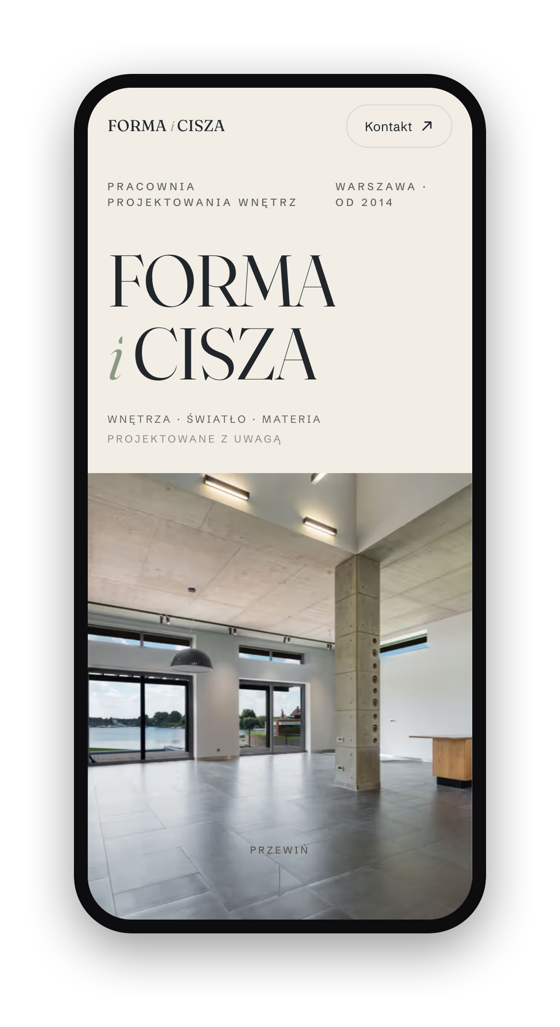 Strona Forma i Cisza na telefonie