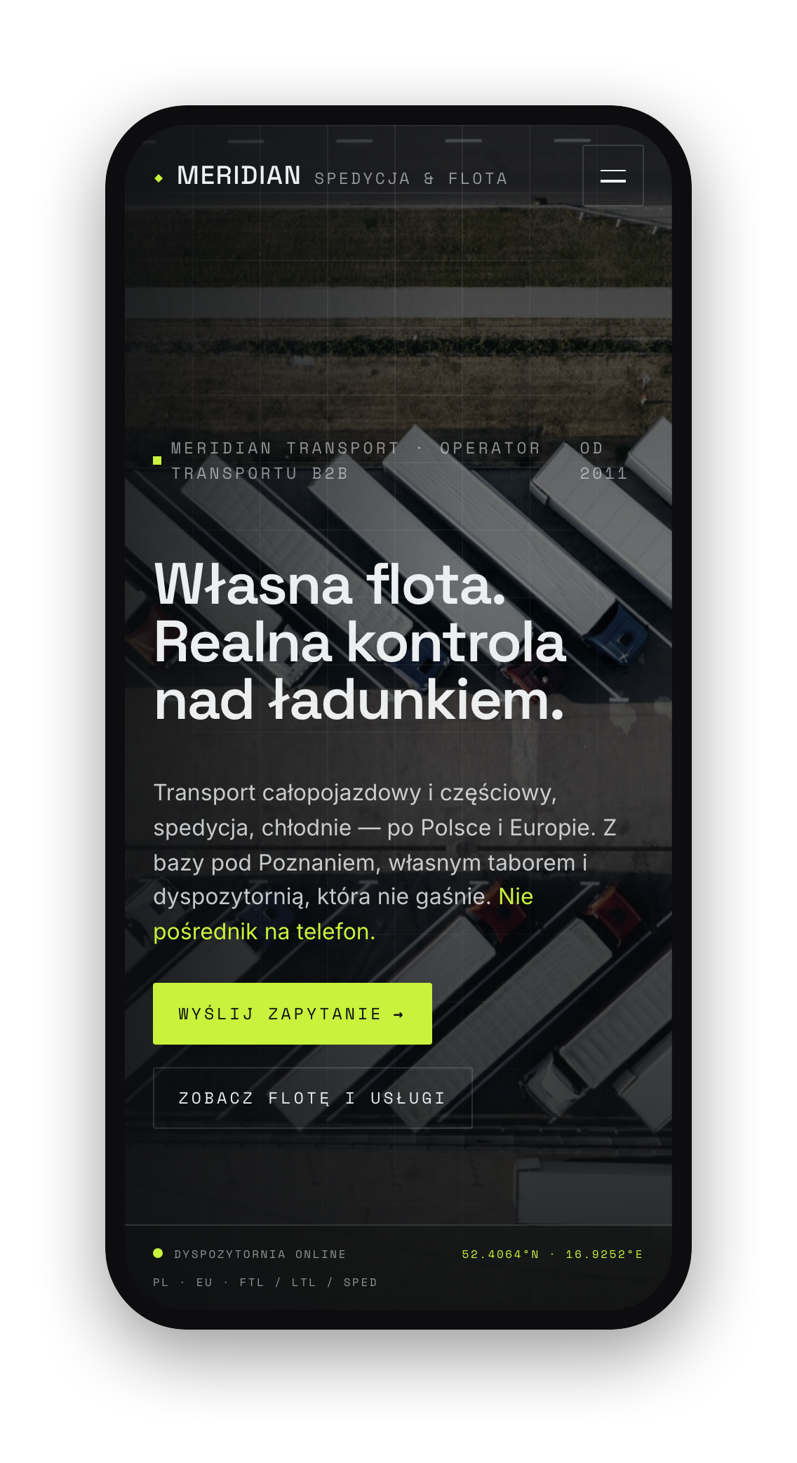 Strona Meridian na telefonie