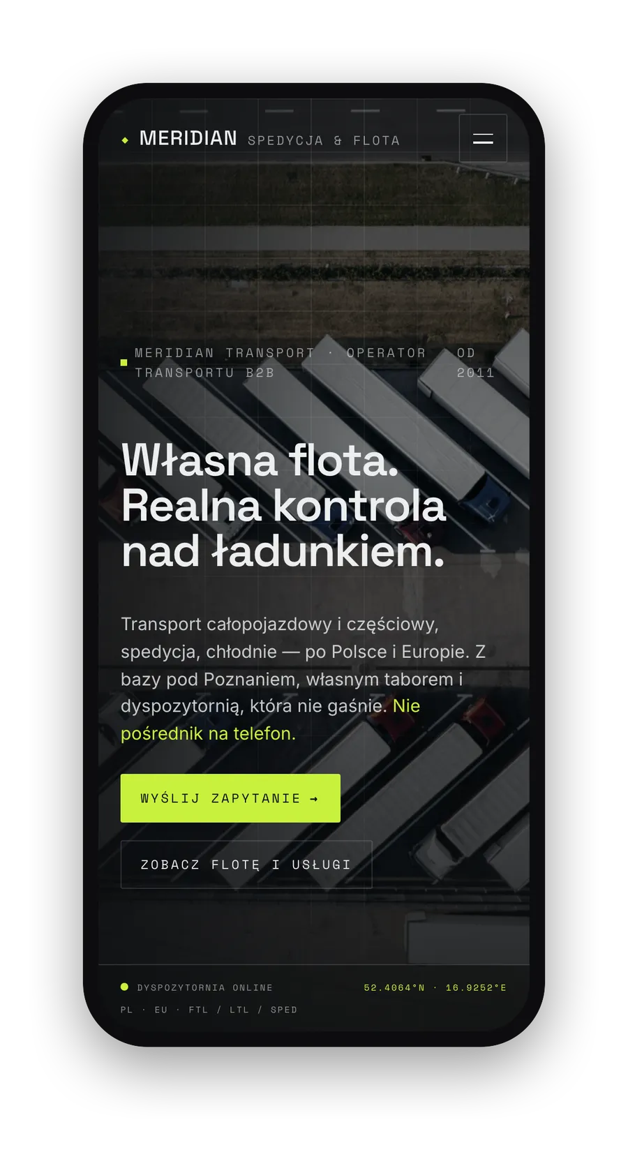Strona Meridian na telefonie