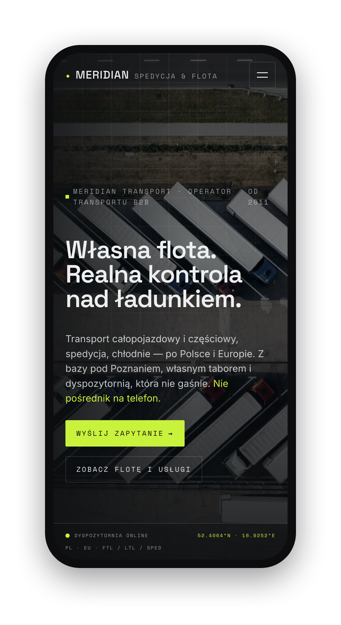 Meridian, widok mobilny