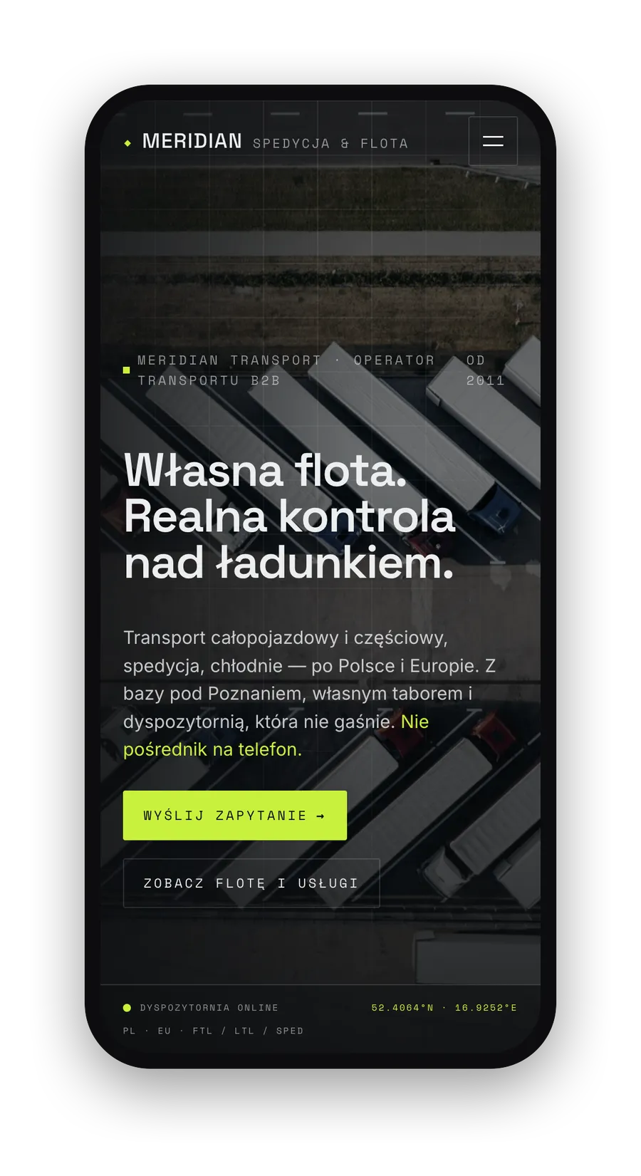 Meridian, widok mobilny