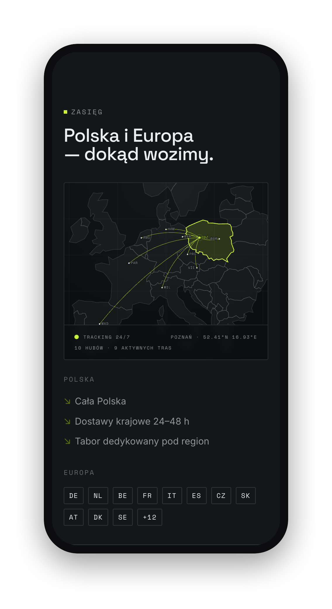 Meridian, widok mobilny