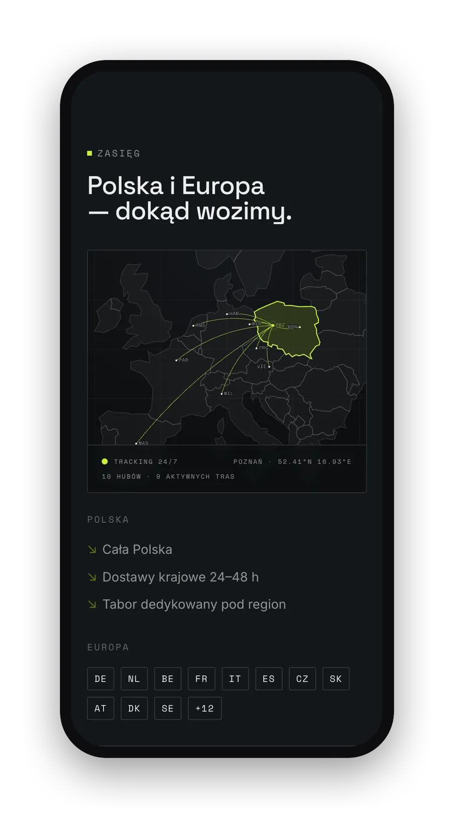 Meridian, widok mobilny
