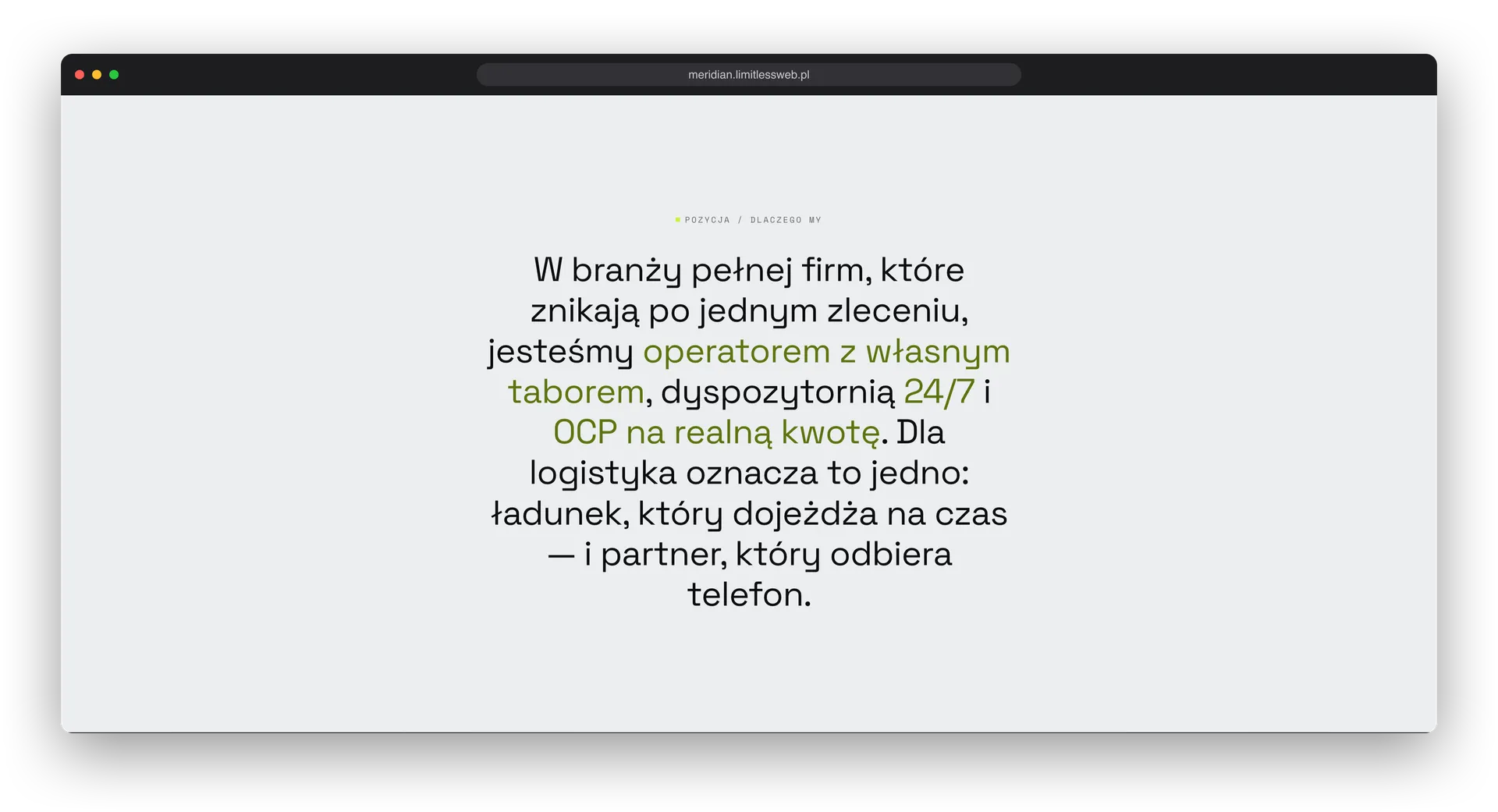 Meridian, sekcja strony
