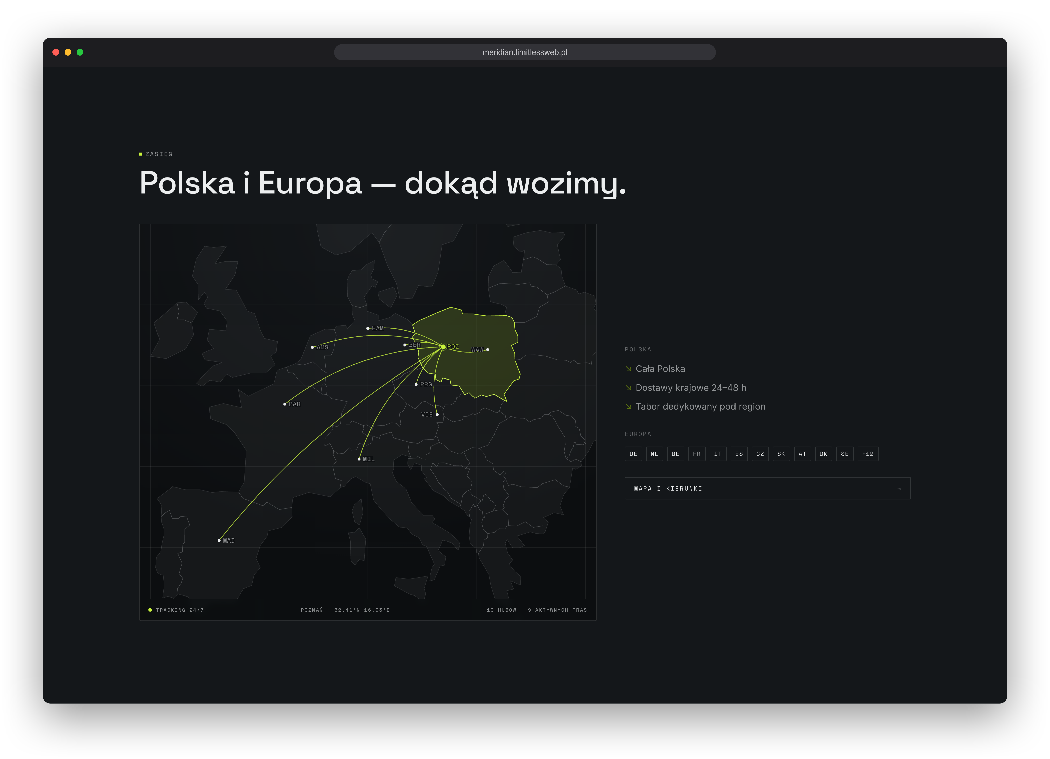 Meridian, sekcja strony