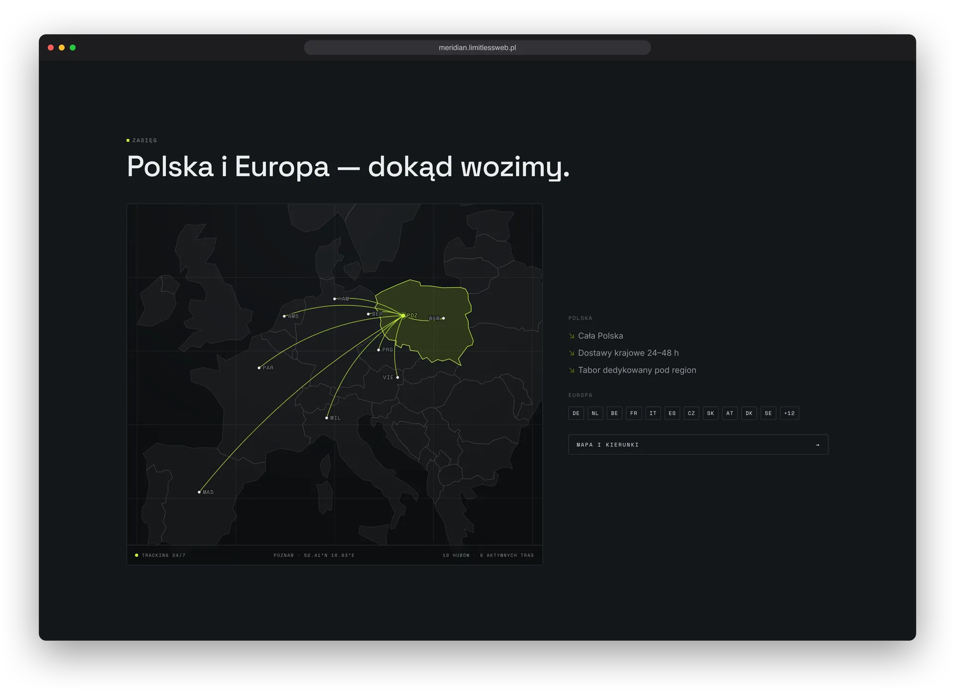 Meridian, sekcja strony