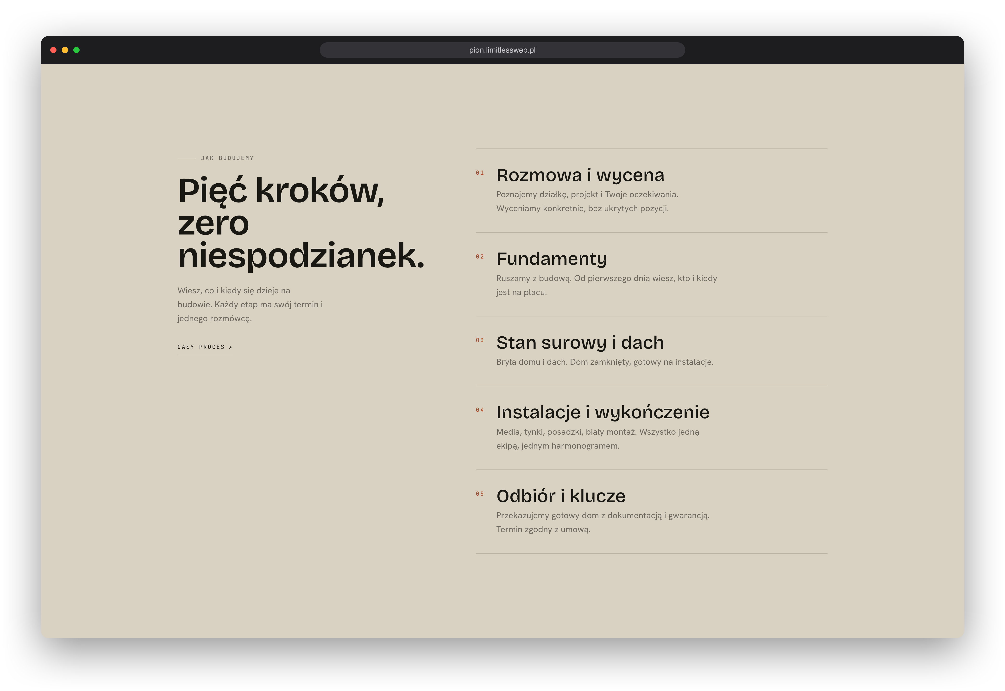 Pion, sekcja strony