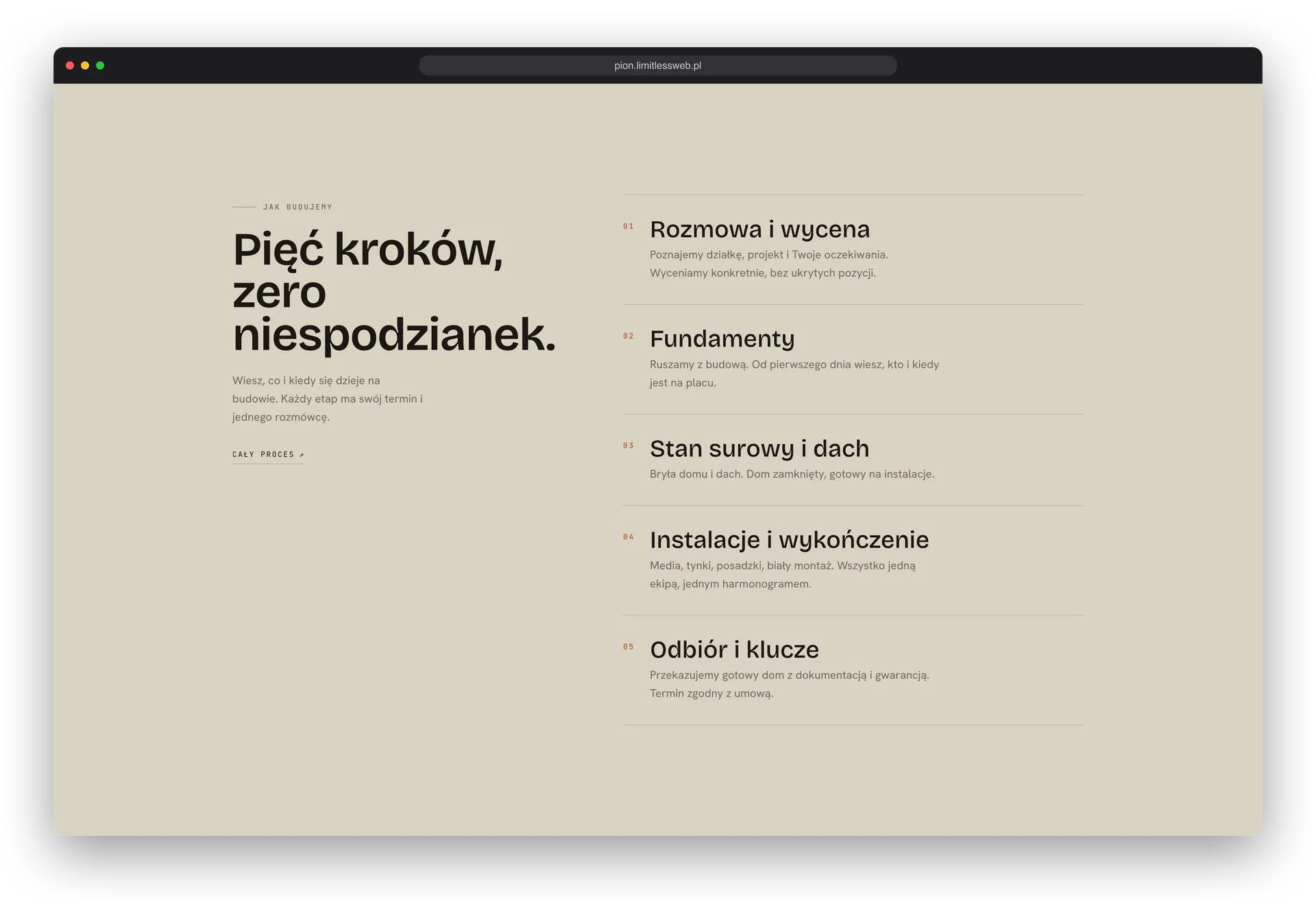 Pion, sekcja strony