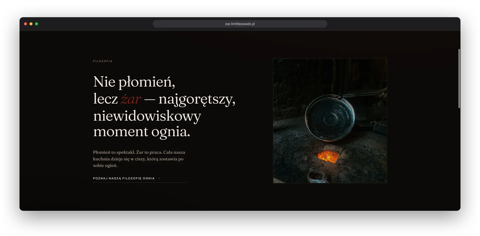 Żar, sekcja strony